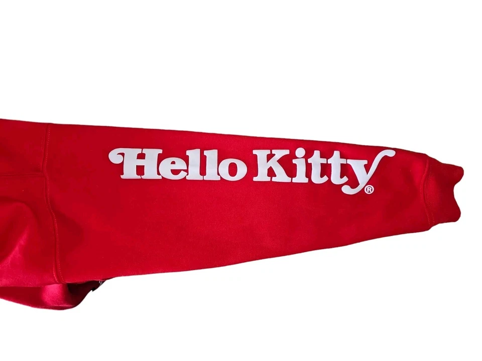Womens Sanrio Hello Kitty Crewneck Sweatshirt Red Sleeve Print Size Large - Image 3 of 4