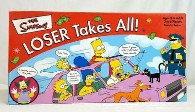 2001 The Simpsons LOSE TAKES ALL! Dys-FUN-ctional PARTY Board Game 100% COMPLETE