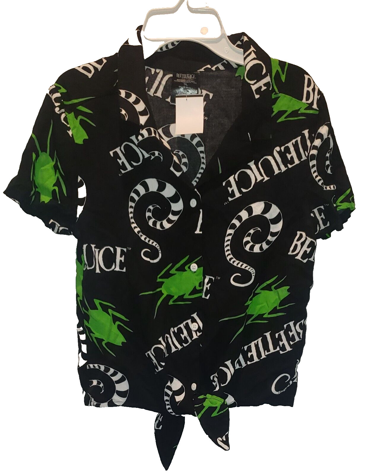 BEETLEJUICE BEETLE JUICE LADIES BUTTON V NECK TIE AT … - Gem