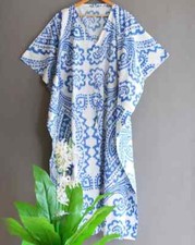 Indian Floral Printed Kaftan Cotton Hippie Maxi Women Nightwear Caftan Dress