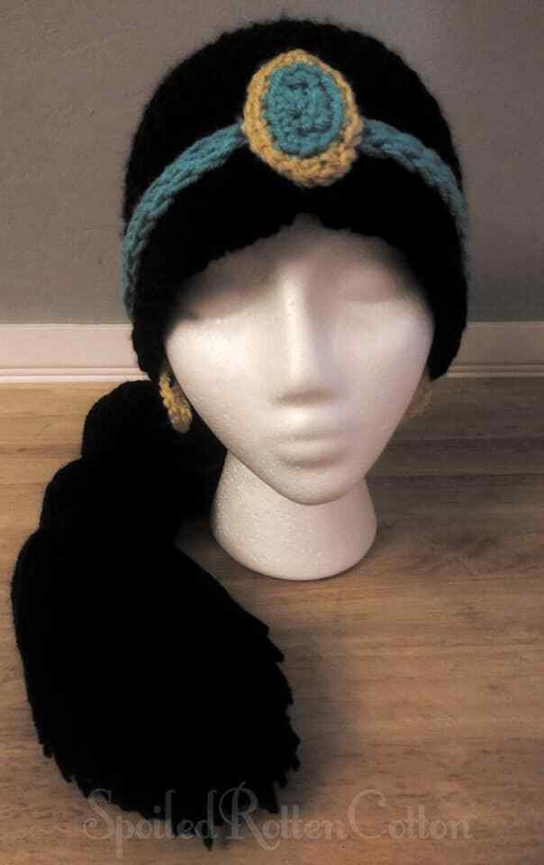 Bonnet Princess Jasmine – Aladdin, Fait Main, Acrylique, Taille Unique Femme