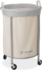 Laundry Basket with Wheels, 65 Gal. Commercial round Rolling Laundry Hamper with