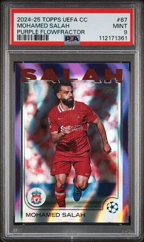 2024-25 Topps UEFA Mohamed Salah Purple Flowfractor Liverpool🔥PSA 9🔥POP 1🔥