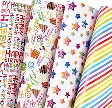 12 Sheets Birthday Wrapping Paper, 20 x 29 Inch