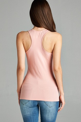Slim Fit Women's Racer Back Soft Stretch Fitted Sleeveless Cotton Tank Top - Picture 45 of 47