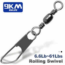 50~100Pcs Fishing Rolling Swivel with Safety Snap Quick Change Snaps Connector