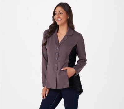 LOGO Lavish by Lori Goldstein Stylist Ponte Jacket w Trim - more Choices a389992
