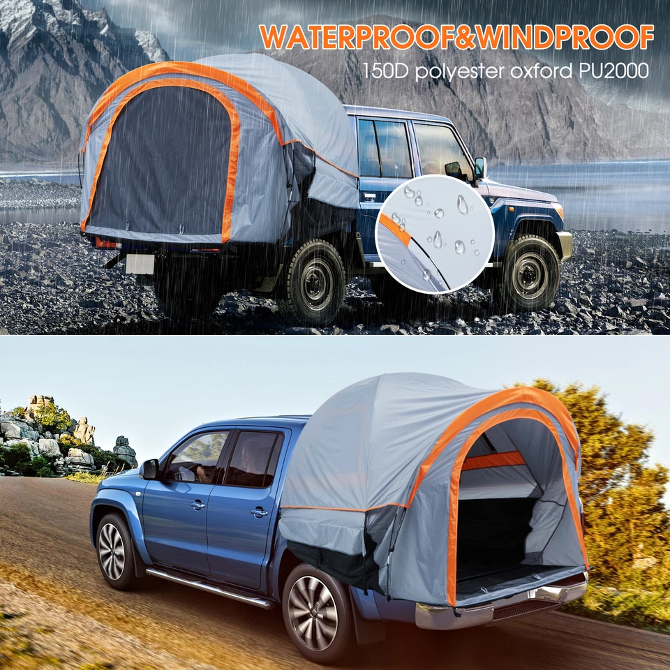 Tienda de campaña con cama para camioneta pickup 6,4'-8' exterior impermeable PU2000 para 2 personas Foto 2 de 4