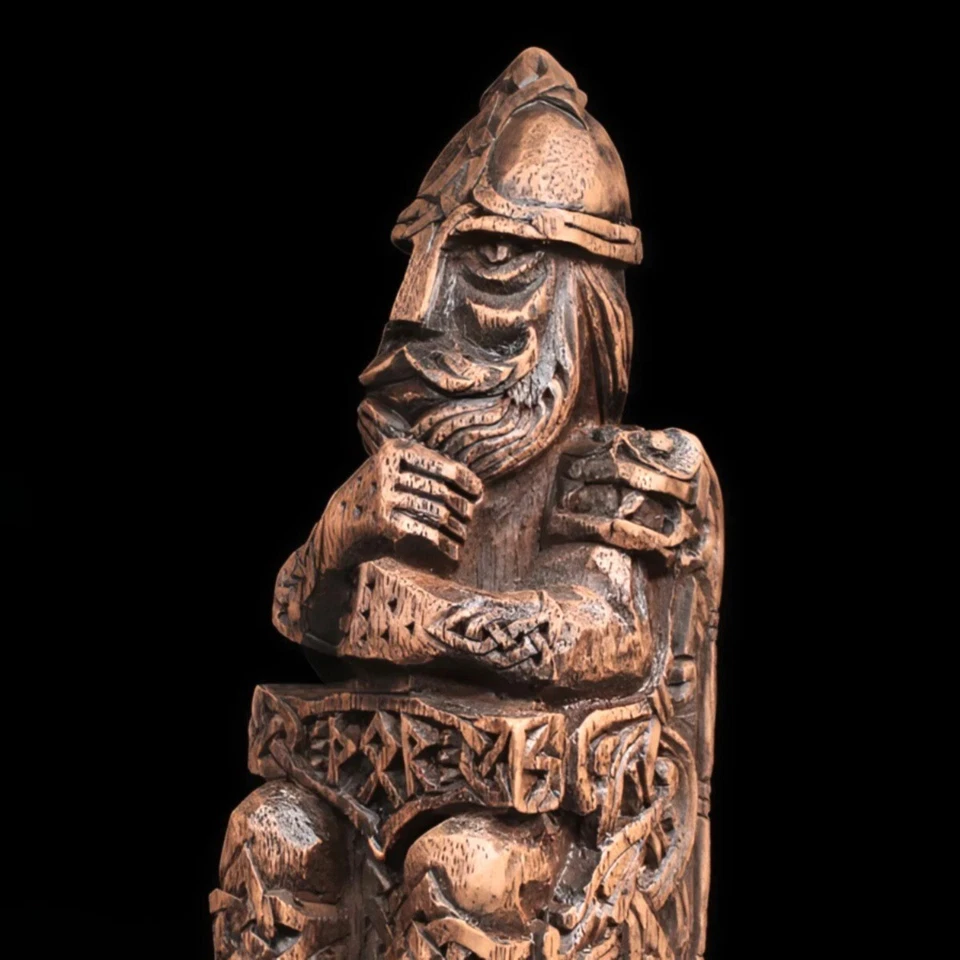 Estatua de Thor 8" - Acabado Madera - Decoración de Hogar y Altar Vikingo Nórdico - Diseño Dríada Foto 2 de 4