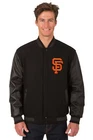 MLB San Francisco Giants Wool Leather Reversible Jacket Embroidered Logos Black