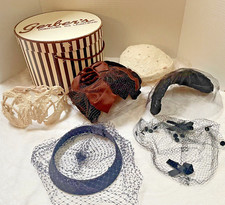 Women's Vintage Hat LOT Variety Velvet Rhinestone Veil Gerber's Memphis Hat Box