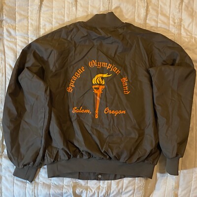 Vtg Sprague Olympian Band Starlighters Windbreaker Bomber Jacket Large Brown USA