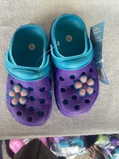 Girl Clogs Purple Flowers