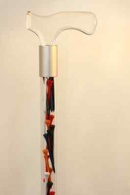 Walking cane acrylic multi-color golf tees lucite elegant designer changeable 