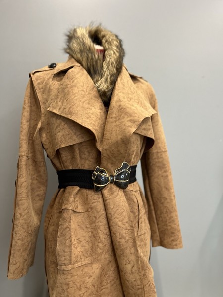 Smart casual Long Length stylish Tan Trench open Jacket Size 8-10 