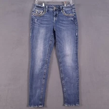 Vigoss Jeans Womens 31 Blue Stretch Denim Chelsea Boyfriend Grunge Preppy