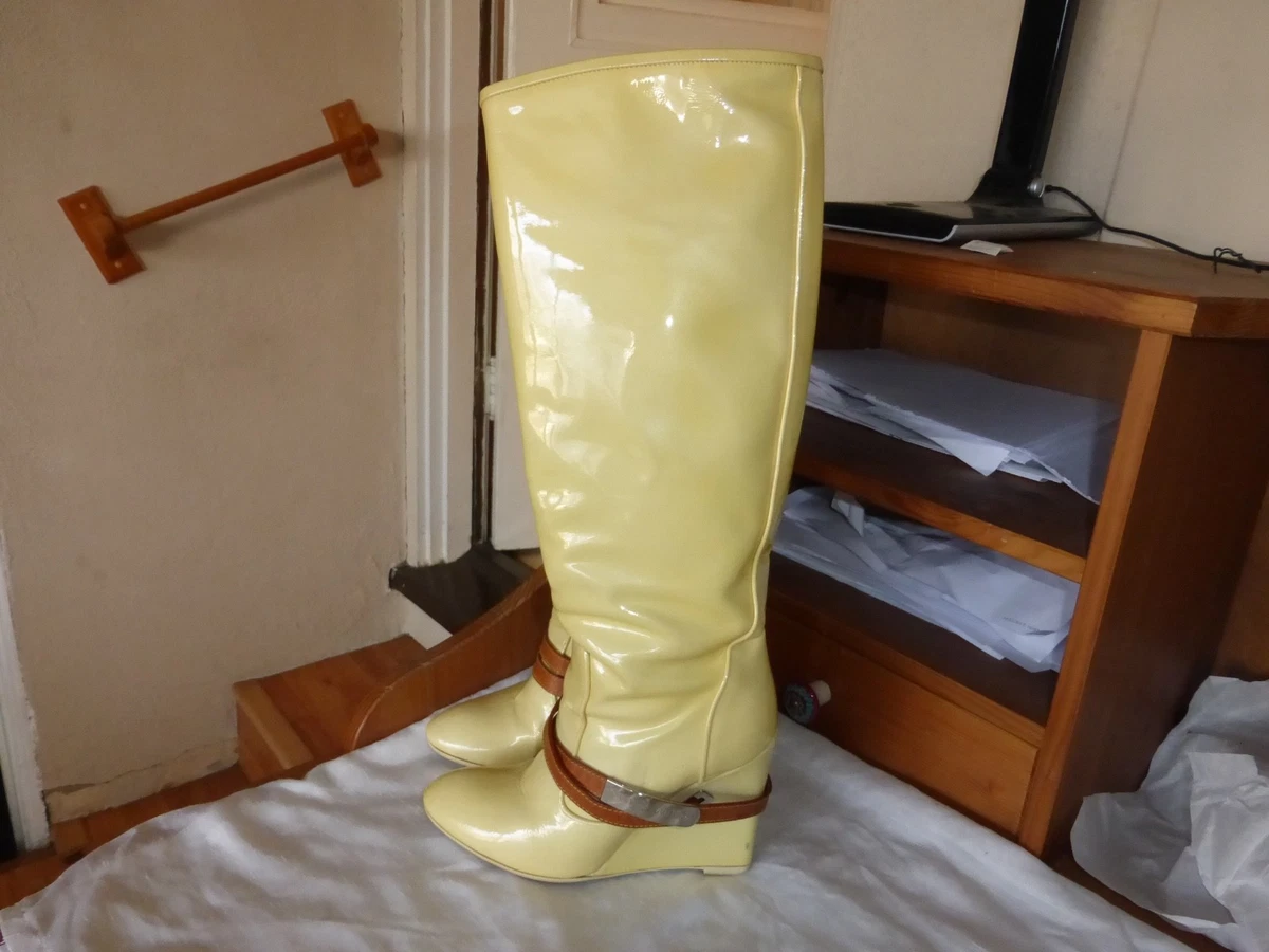 LOUIS VUITTON LEATHER BOOTS SIZ 35.5 US 5.5 -6 yellow leather