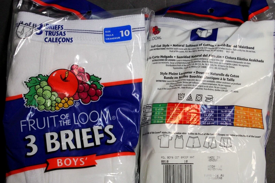 12 (4x3)Fruit of the Loom Boy's Cotton Ribbed Brief Underwear SZ 10 waist 24-25" - Image 2 of 4