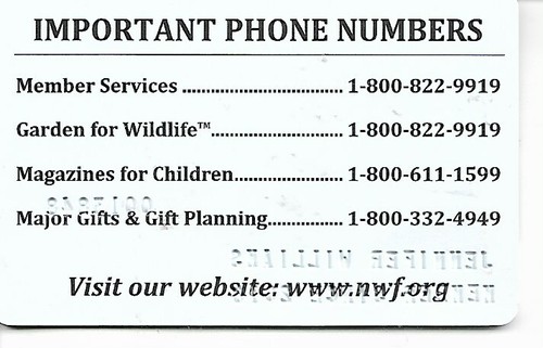 NATIONAL WILDLIFE FEDERATION MEMBERSHIP CARD 2016 - Picture 2 of 2
