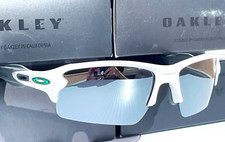 NEW Oakley FLAK 2.0 White w Green POLARIZED Galaxy Chrome Iridium Sunglass 9188