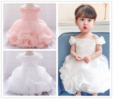 Princess Baby Girl Off the Shoulder Party Tutu Dress Pageant Wedding Gown Formal