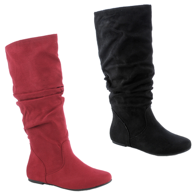 red suede flat boots