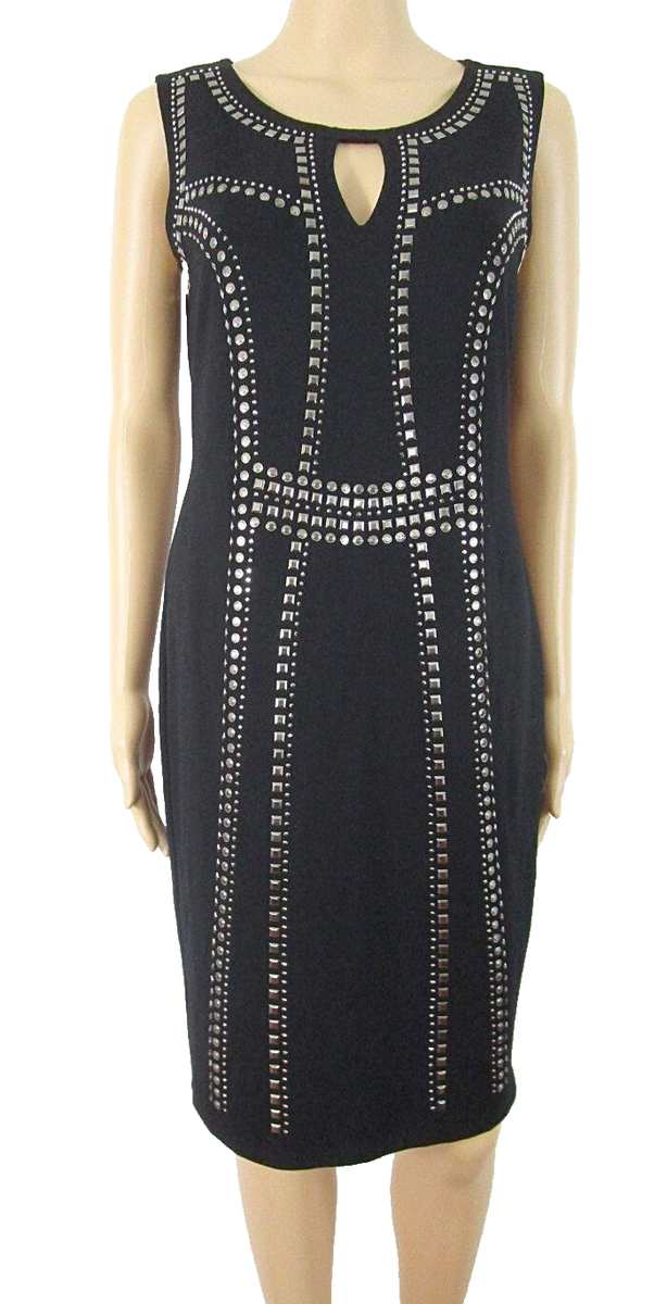 black silver studded dress SATIN JERSEY SILVER STUDDED DRESS Meraki Official Australia