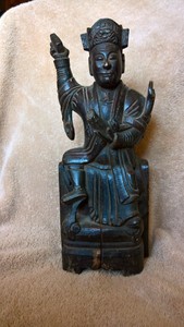 Antique Chinese Carved Wood Temple Figure