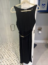 Alice + Olivia Silk Black Belted Dress Leather Accents Sz 0 Women’s