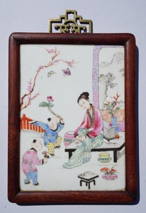 Chinese Famille Rose Porcelain Plaque, Republic Period.