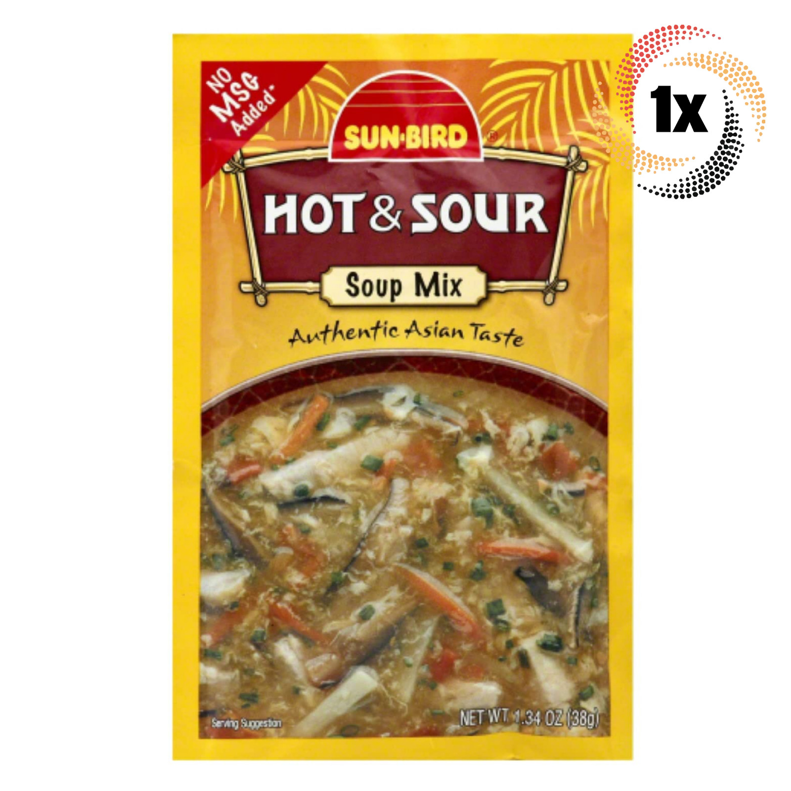 1 пакетик смеси для острого и кислого супа Sun Bird | Аутентичный азиатский вкус | 1,34 унции | Без глутатиона
