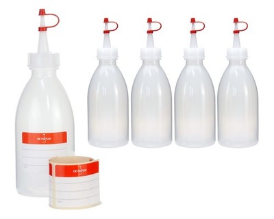 5x 250 ml Quetschflaschen Kunststoff Laborflaschen Plastikflaschen Dosierspitze