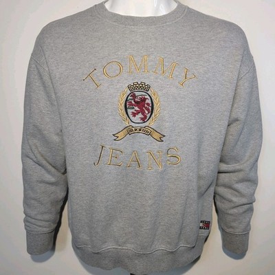 Tommy Hilfiger Tommy Jeans Men's M Grey Crest Logo Sweatshirt Crew Neck Jumper