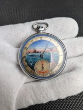Rare Vintage USSR Pocket watch Molnija with hand painted dial. serviced by...