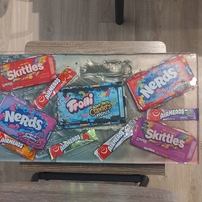 Assorted Candy Display Lot: Skittles, Nerds, Airheads, Trolli Sour Brite Minis