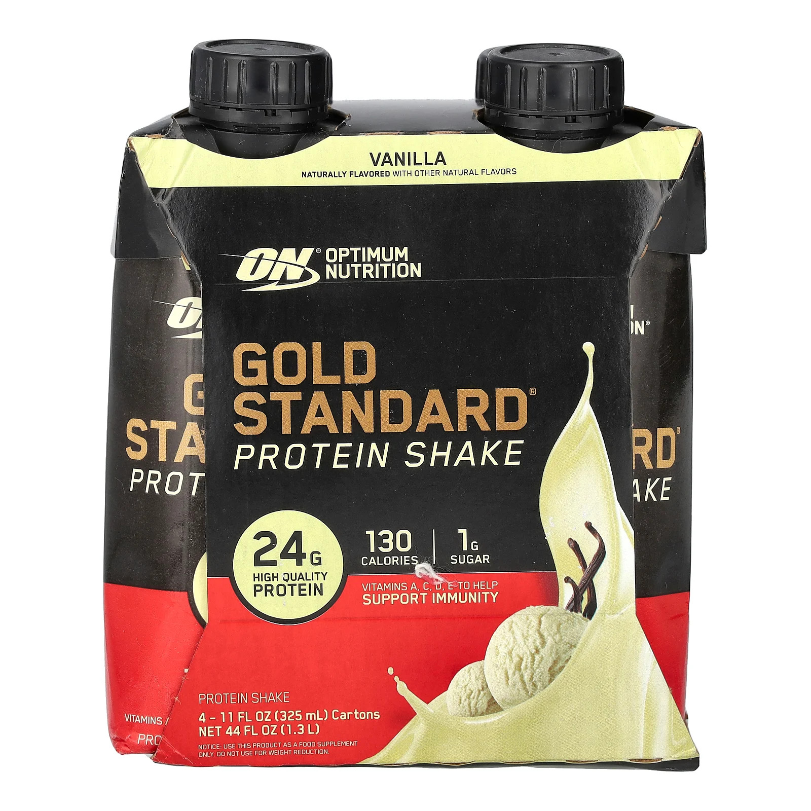 Gold Standard Protein Shake Vanilla 4 Cartons 11 fl oz 325 ml Each 3090₽