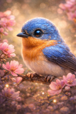 Cute Baby Bird 4K Wallpaper Digital Art HD Animal Printable Kids Room Art 906