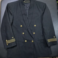 RARE VTG JNCO Made in L.A. Black Naval Jacket Blazer Coat Men's Size M (fits L)