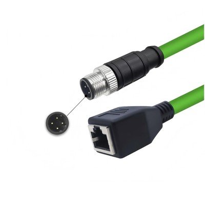 3.28Ft M12 4Pin Male D Code to RJ45 Female Cat5e Ethernet Cable,PVC Shielded ...