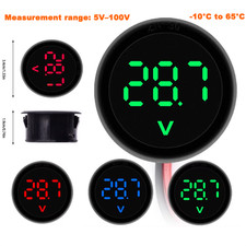 DC 4V-100V Auto Voltmeter LED Digitalanzeige Rund Zweidraht Panel -10°C bis 65°C