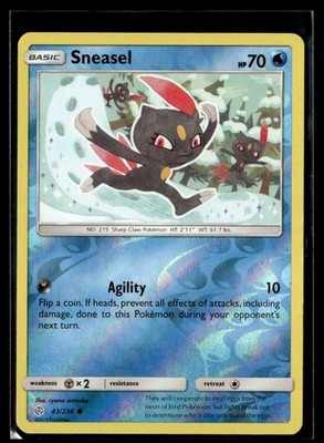 2019 Sun & Moon - Cosmic Eclipse - Reverse Holo Sneasel Basic/Common #43