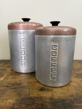 Vintage 1950s Mid CenturyAluminum Brushed Coffee  Flour Canister Kitchen Set