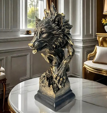 Bronze Wolf Head Sculpture