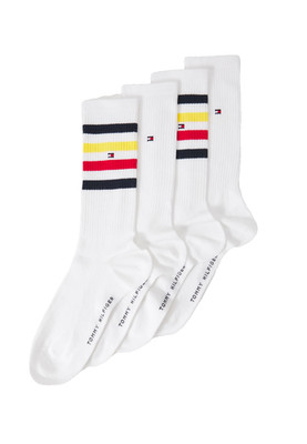 Tommy Hilfiger Men Sport Stripe 4 Pack Socken White Alltagssocken Herren