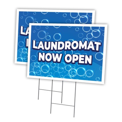 Laundromat Multi-Pack of Yard Signs & Stake Plastic Coroplast Wash & Fold Coin L
