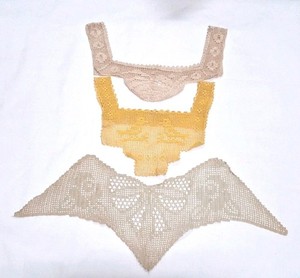 3 Pc Lot Antique Vintage Victorian Style Dress Crochet Collars  Handmade 