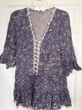 Ladies blue Island tunic cover-up dress blue off white size xs