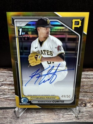 2024 Bowman Chrome Khristian Curtis Prospect Gold Refractor Auto /50 #CPA-KC