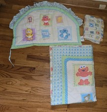 Rare Vtg Sesame Street Crown Crafts Crib Set 2005 3 Piece Babies Animals Rare