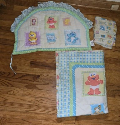 Rare Vtg Sesame Street Crown Crafts Crib Set 2005 3 Piece Babies Animals Rare